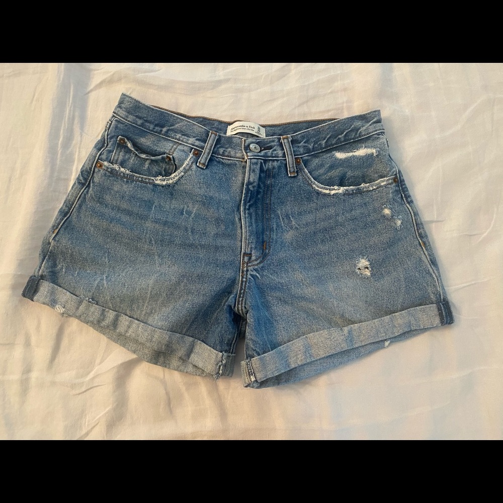 Abercrombie & Fitch Distressed Blue Denim Jean Shorts